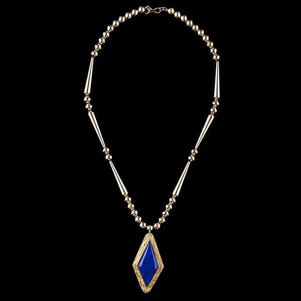 Appraisal: Al Nez Navajo Gold Lapis and Turquoise Necklace featuring a