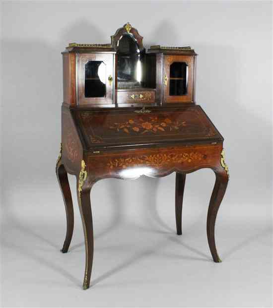 Appraisal: A late Victorian marquetry inlaid walnut bonheur du jour with