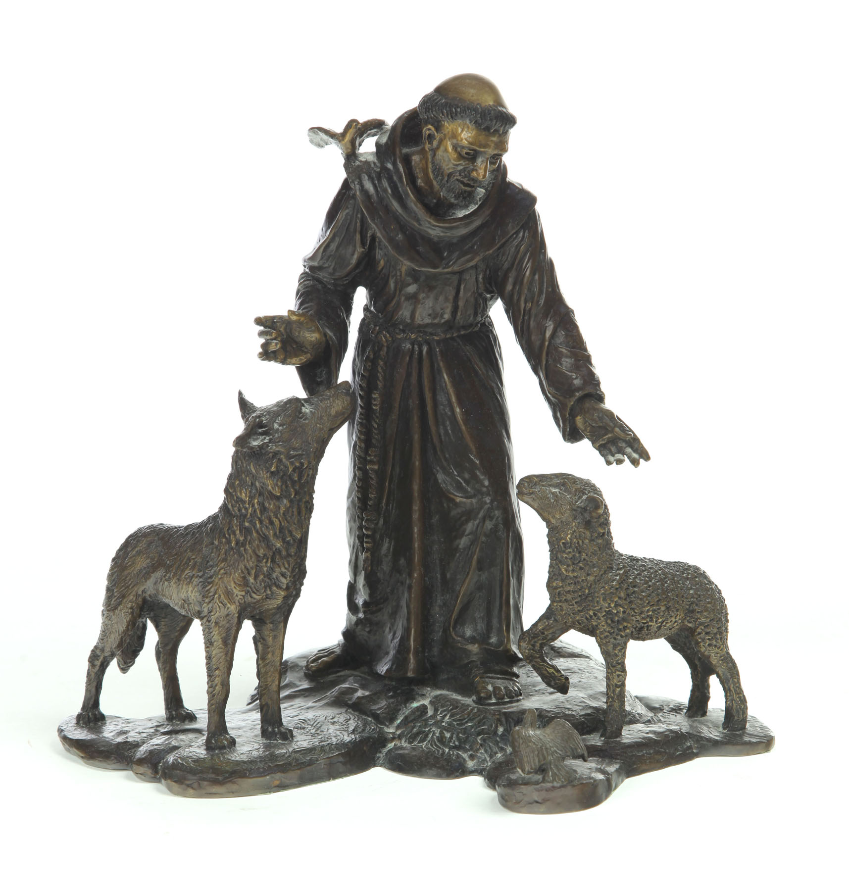 Appraisal: BRONZE OF ST FRANCIS AFTER MICHAEL FLORIN DENTE EUROPEAN TH