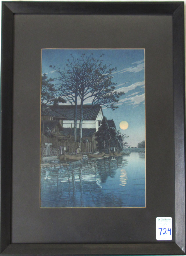 Appraisal: KAWASE HASUI WOODCUT Japan - Evening at Itako Yoro no