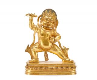 Appraisal: Chinese Gilt Bronze Buddha Figure of Mahakala Sino-Tibetan gilt bronze