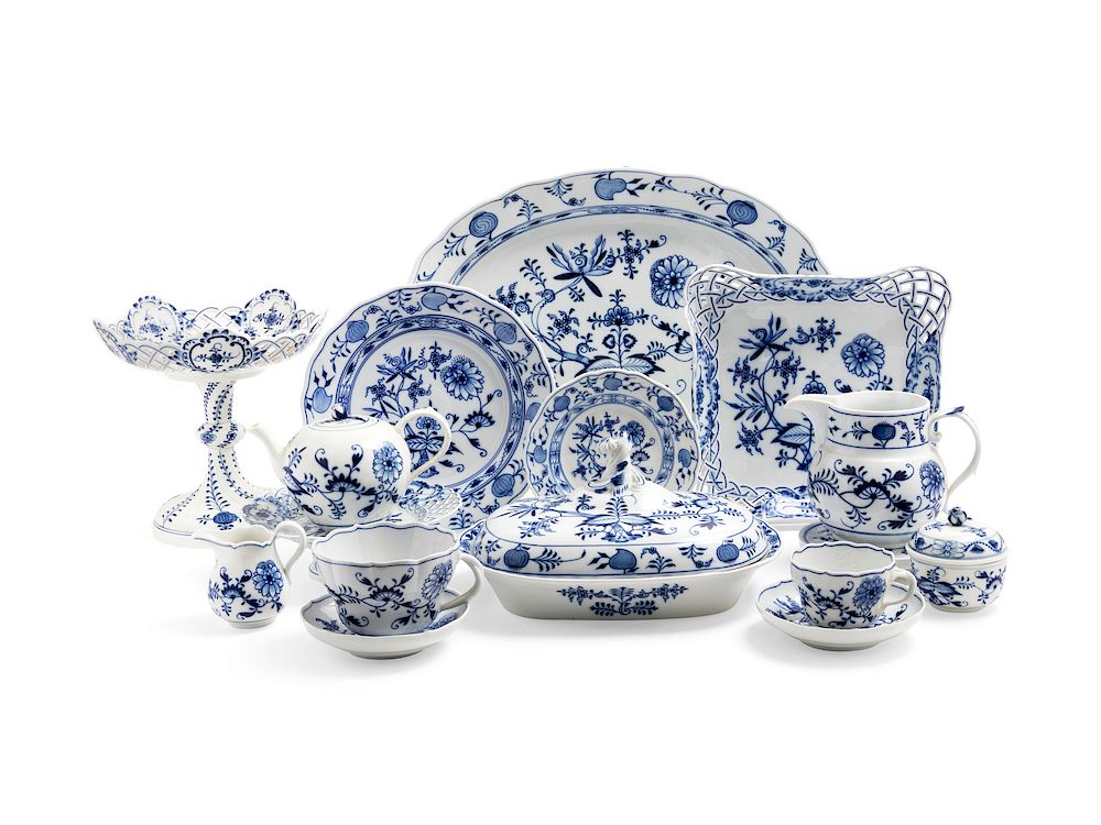 Appraisal: A Meissen Blue Onion Porcelain Dinner Service A Meissen Blue