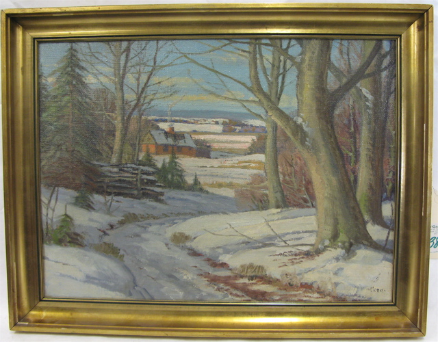 Appraisal: A WALKENS Belgian th century Winter landscape with farm house