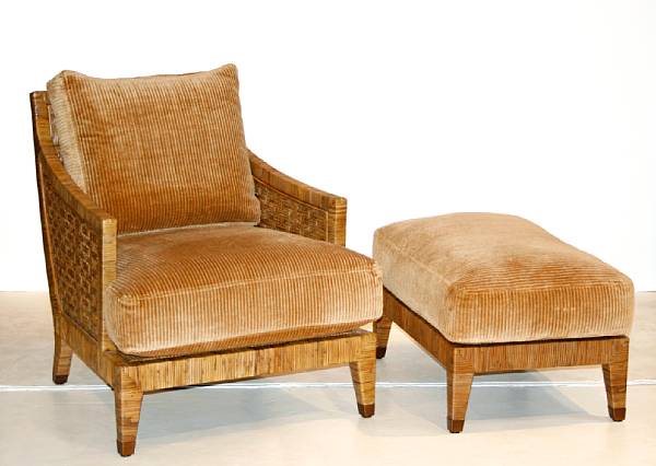 Appraisal: A 'St Germain' lounge chair together with ottoman McGuire Furniture