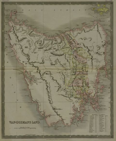 Appraisal: DOWER J Van-Dieman's Land Hand-coloured engraved map Henry Teesdale London