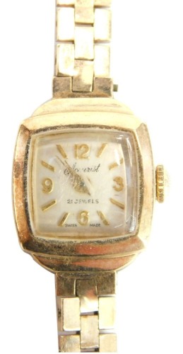 Appraisal: A ct gold Accurist lady's wristwatch with a small square