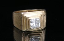 Appraisal: Gentleman's Diamond and Gold Ring Gentleman's k heavy solid gold