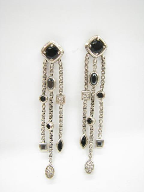 Appraisal: A pair of David Yurman sterling silver confetti onyx and