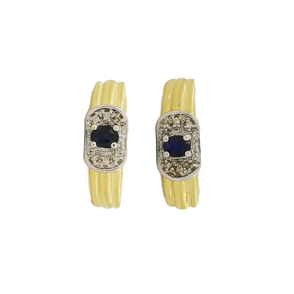 Appraisal: K Gold Sapphire Diamond Earrings K Gold Sapphire Diamond Earrings