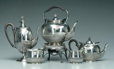 Appraisal: Five piece English silver tea service in hot water urn