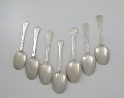 Appraisal: Seven various late th century trefid spoon all London made