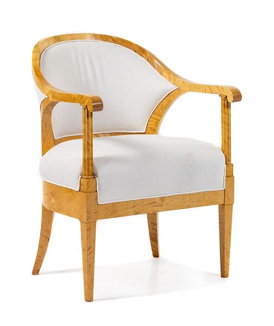 Appraisal: A Biedermeier Style Birch Armchair Height inches A Biedermeier Style