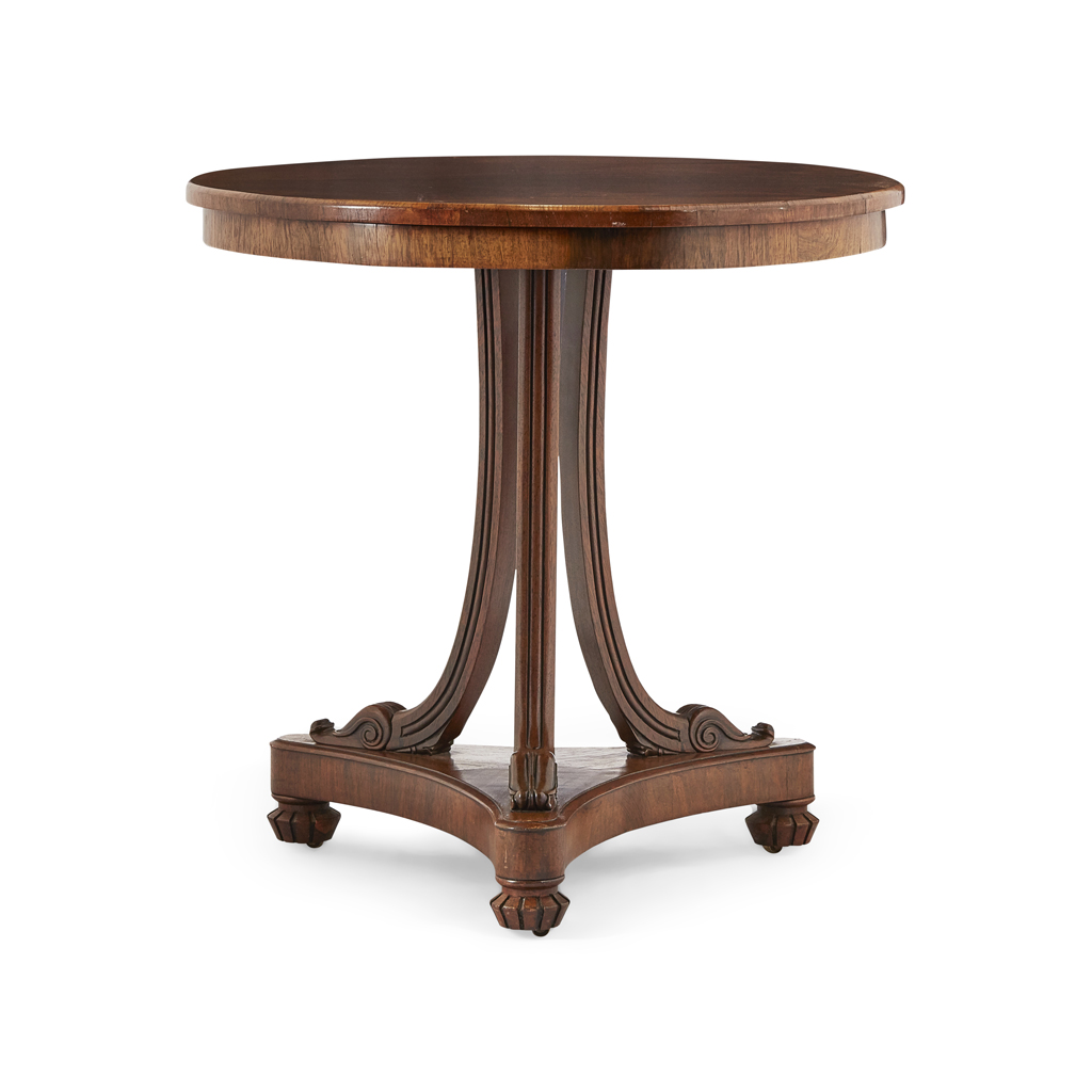 Appraisal: REGENCY WALNUT AND ROSEWOOD CENTRE TABLE IN THE MANNER OF