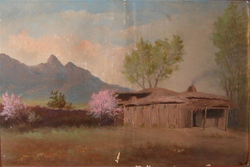 Appraisal: Pueblo Adobe Dwelling in the Spring Artist Skelton Leslie James