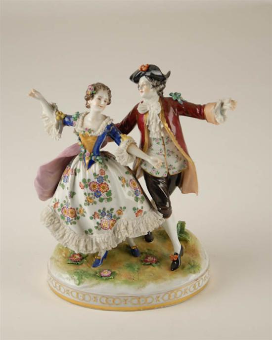 Appraisal: A German Porcelain Double Figure a gentleman and lady dancing