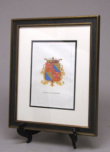 Appraisal: Four Italian prints of heraldic prints Each with faux bois