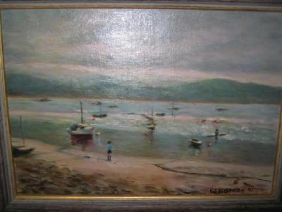 Appraisal: WILLIAM BILL HODSON Beach Scene signed on board and dated