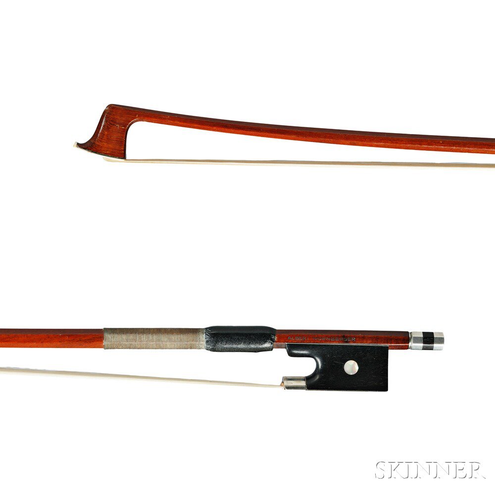 Appraisal: German Silver-mounted Violin Bow the octagonal stick stamped ALBERT NURNBERGER