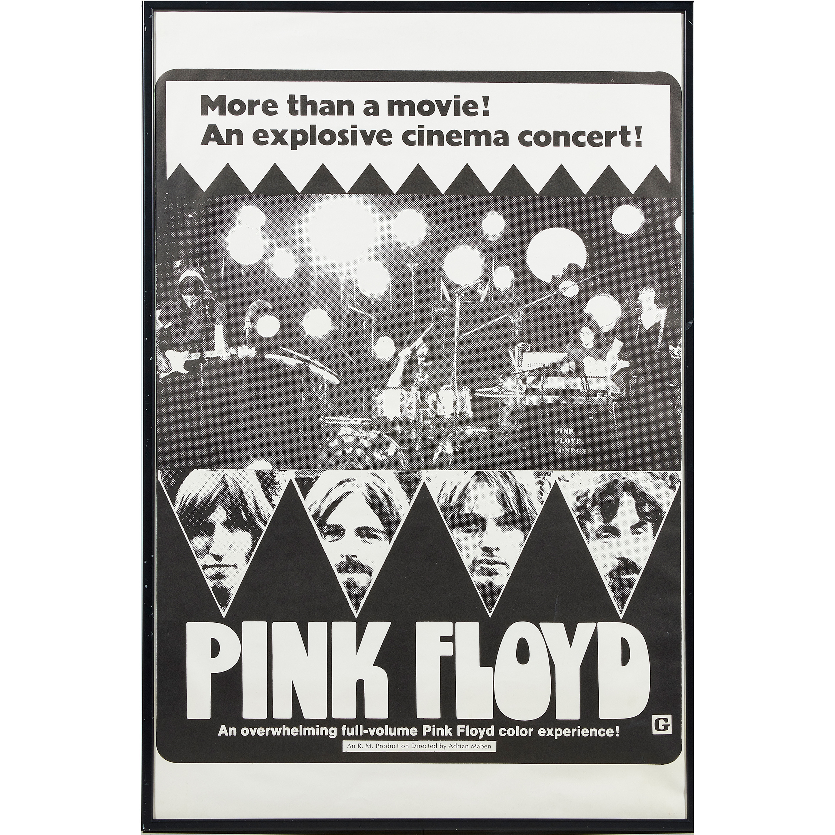 Appraisal: CONCER POSTER PINK FLOYD CINEMA Pink Floyd Cinema Concert poster