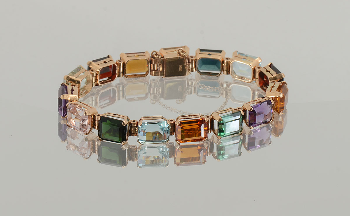 Appraisal: K RETRO DECO LATE 'S - CTW MULTI-LINK MULTI GEMSTONE