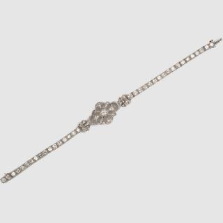 Appraisal: Platinum and Diamond Bracelet Platinum and Diamond Bracelet featuring an