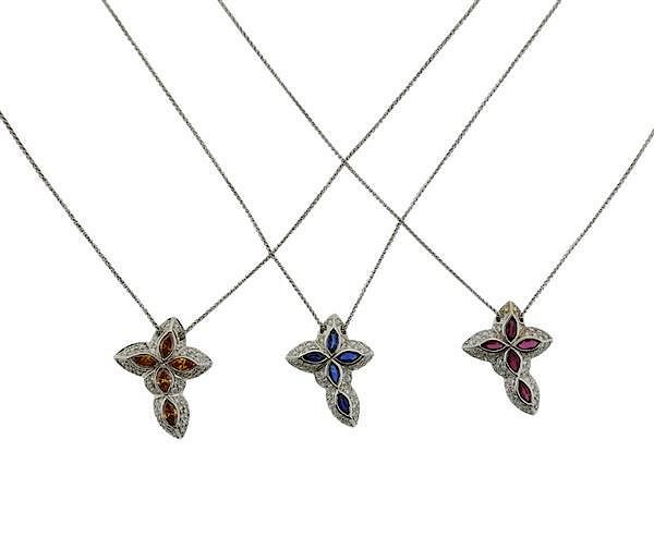 Appraisal: K Gold Diamond Ruby Sapphire Cross Necklace Lot of METAL