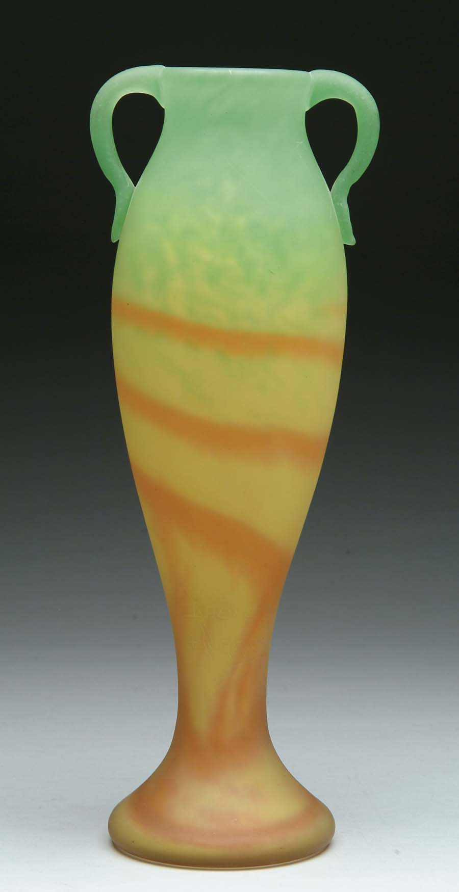 Appraisal: DAUM NANCY DECO VASE Daum Deco vase features mottled glass