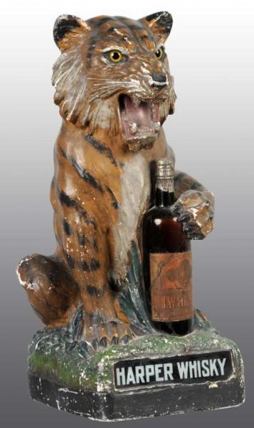 Appraisal: Plaster Harper Whiskey Tiger Advertising Display Description Circa Electrified to