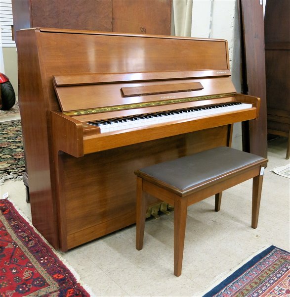 Appraisal: MAHOGANY STUDIO PIANO WITH BENCH Samick Piano Co model SU-