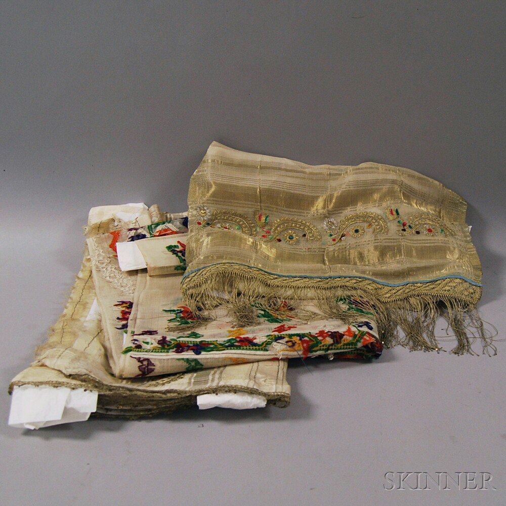 Appraisal: Three Raw Silk Gauze Headdresses Eastern Europe probably Romania early