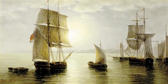 Appraisal: James Hardy British - PAIR OF WORKS GALLEONS OF THE