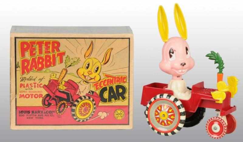 Appraisal: Plastic Marx Peter Rabbit Eccentric Car Toy Description American Wind-up