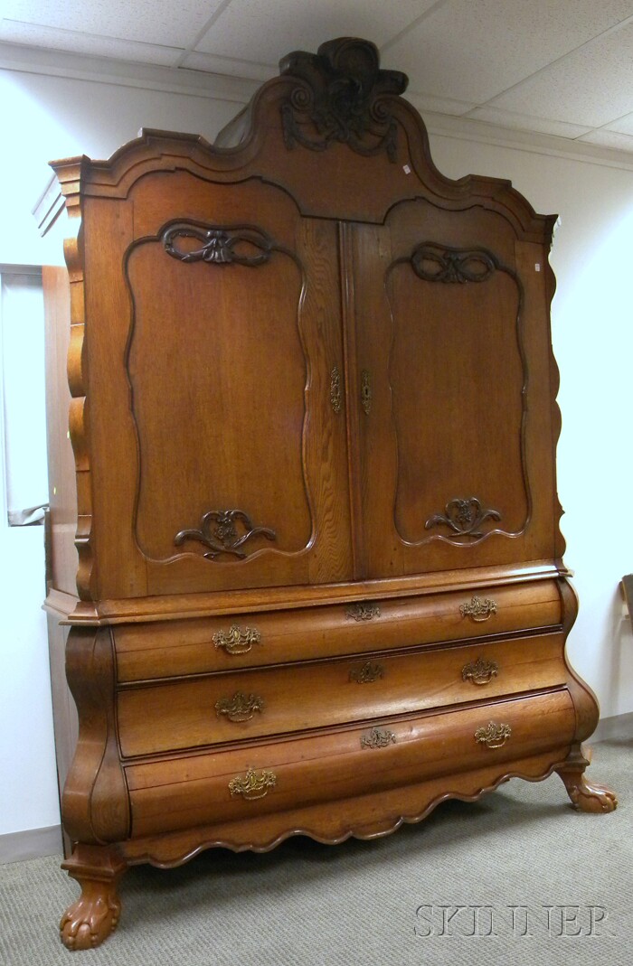 Appraisal: Dutch Baroque Carved Oak Armoire Chest ht wd in