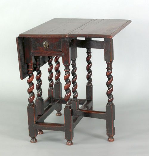 Appraisal: George I English turned oak gateleg table late th c