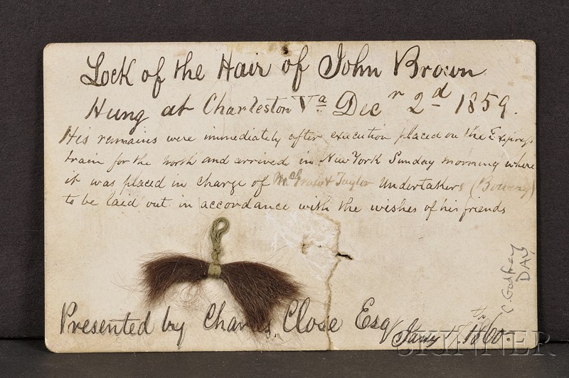 Appraisal: Brown John of Osawatomie - Clipped lock of hair with