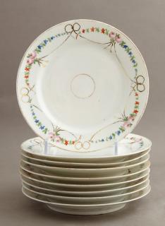 Appraisal: Set of Nine Continental Porcelain Salad Plates Set of Nine