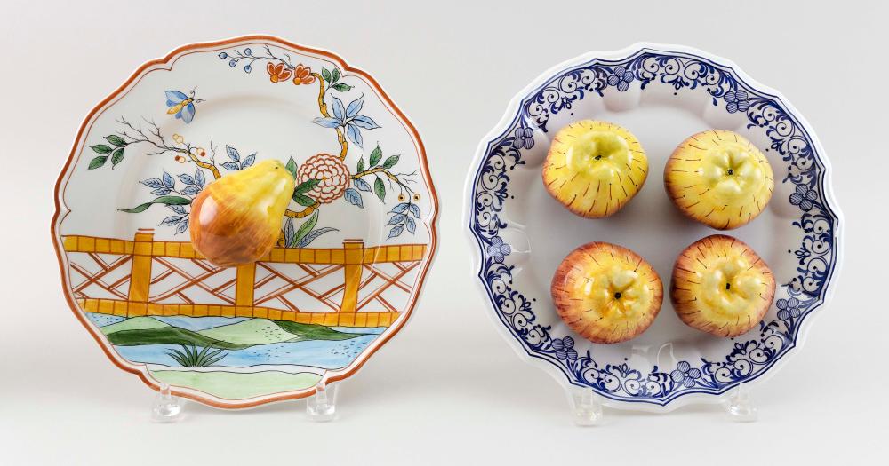 Appraisal: PAIR OF ITALIAN POTTERY FRUIT PLATES MADE FOR TIFFANY CO