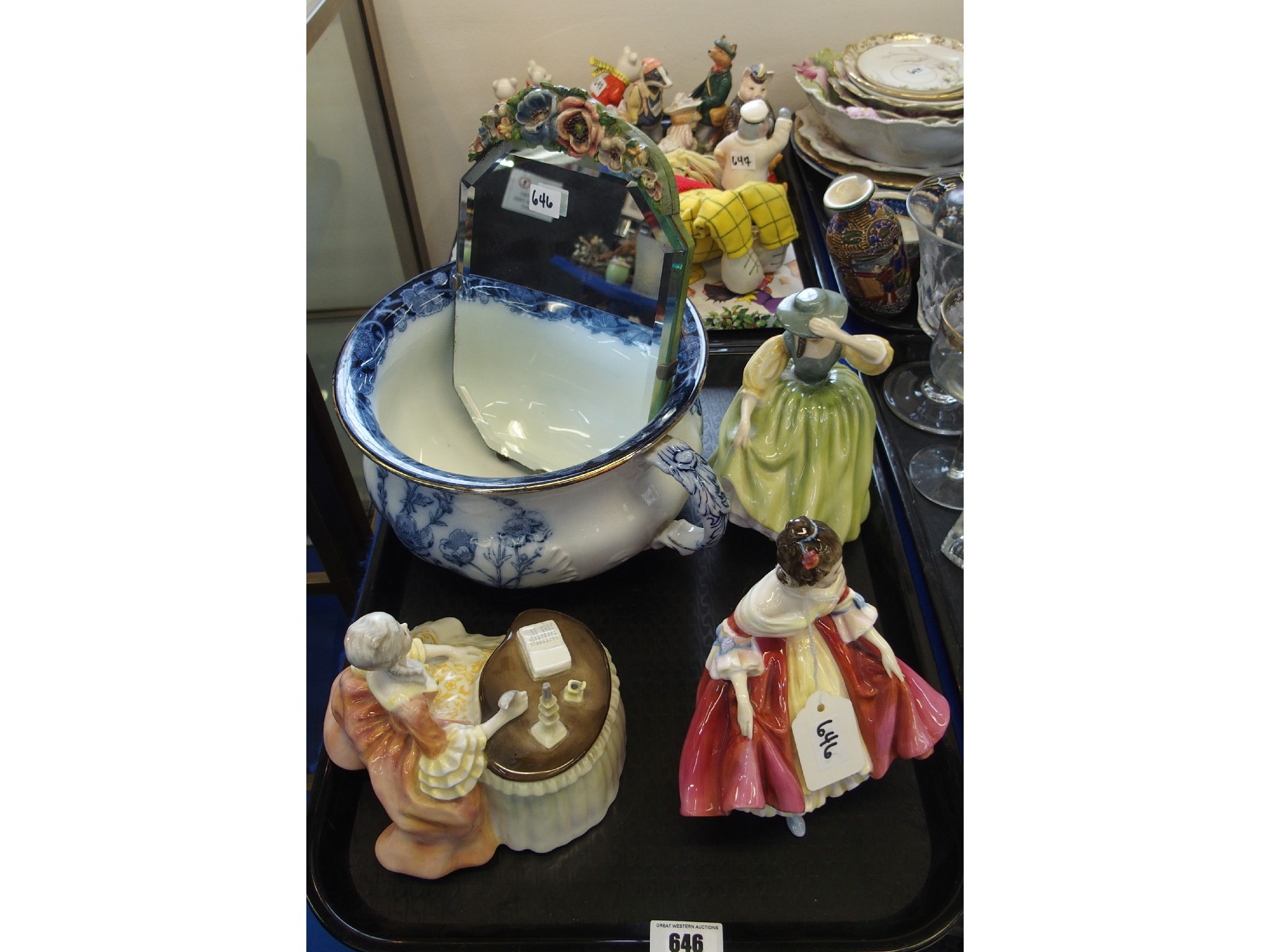 Appraisal: Tray comprising three Royal Doulton figures Meditation Southern Belle and