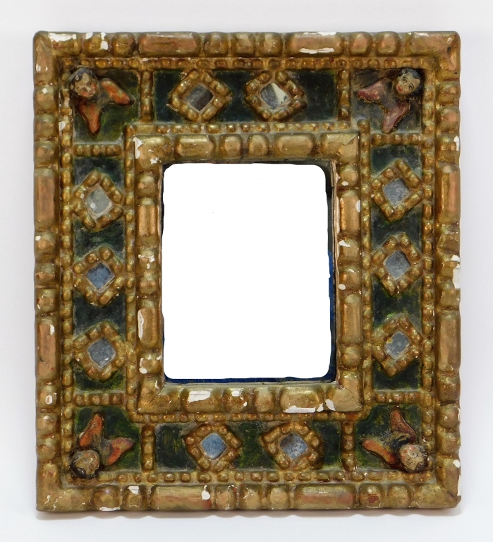 Appraisal: CARVED GESSO SANTOS STYLE HANGING WALL MIRROR Spain th CenturyRectangular