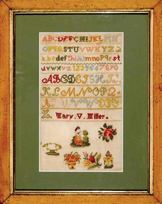 Appraisal: English alphabet needlework samplers th century signed Mary V Miller