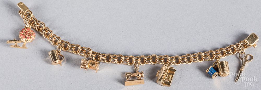 Appraisal: K gold charm bracelet K gold charm bracelet marked OTM