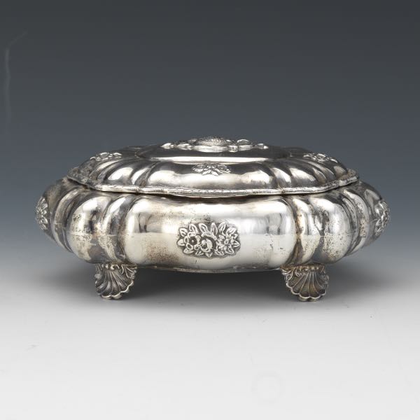 Appraisal: CAMUSSO STERLING SILVER VANITY JEWELRY BOX PERUVIAN x x Oval