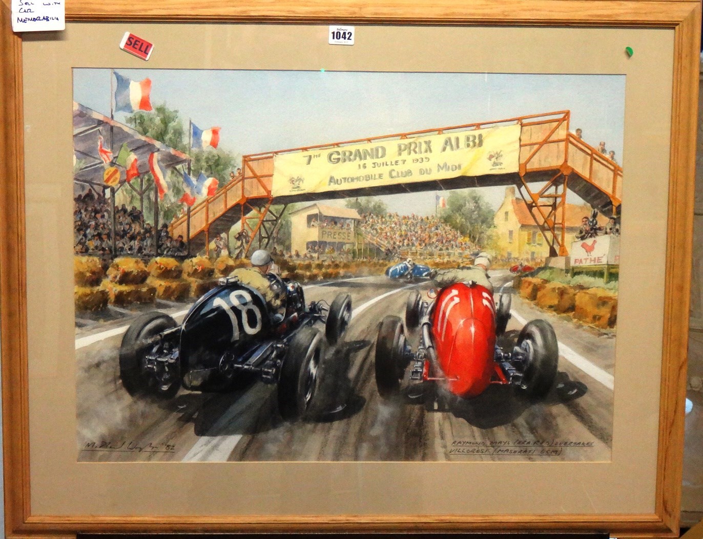 Appraisal: Michael Wright b Raymond Rays overtakes Villoresi watercolour signed and