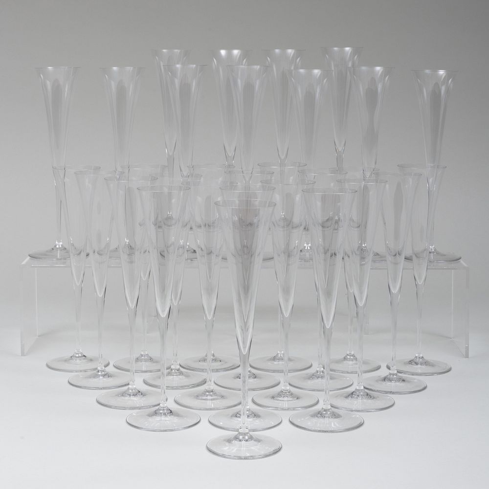 Appraisal: Set of Thirty Glass Champagne Flutes Unmarked in high Condition