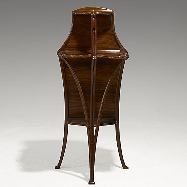 Appraisal: LOUIS MAJORELLEInlaid mahogany etagere with butterflies and blossoms in fruitwoodsProvenance