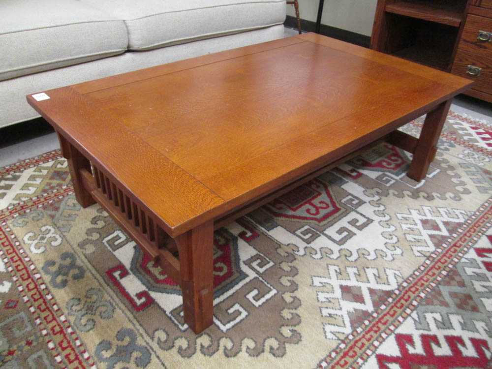 Appraisal: CRAFTSMAN STYLE OAK COFFEE TABLE Bassett Furniture Co rectangular x