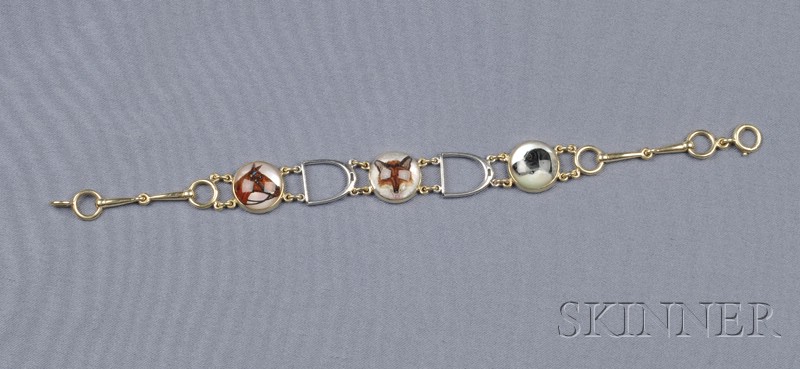 Appraisal: kt Gold Platinum and Reverse Painted Crystal Bracelet Tiffany Co