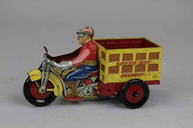 Appraisal: SPEED BOY DELIVERY CYCLE Marx Toys lithographed tin open bed