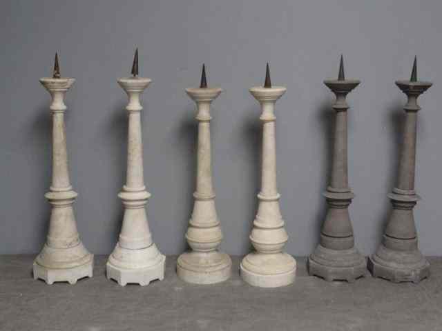 Appraisal: Vintage Marble Pricket Sticks White and Gray Pricket Sticks Dimensions