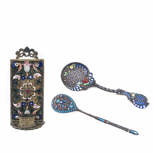 Appraisal: A group of silver and enamel items Comprising a Russian